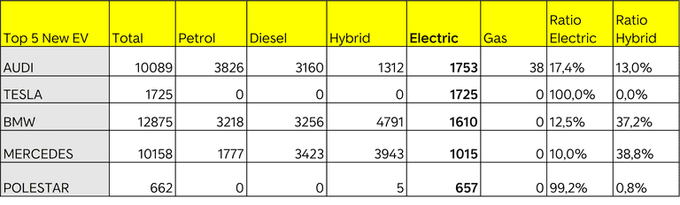 Top 5 NC EV