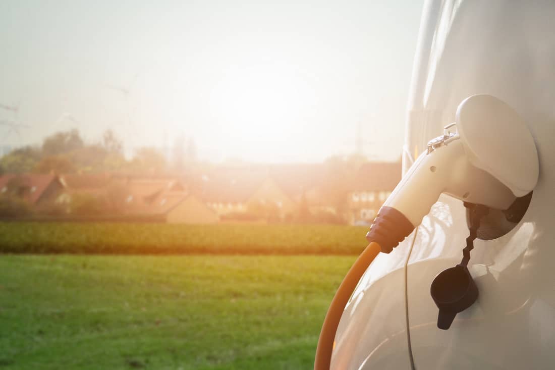 Electric car, charging, landscape