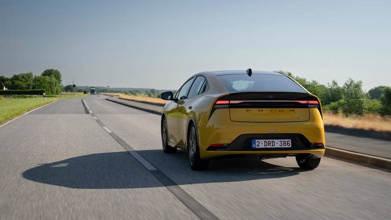 Toyota Prius (2023) dynamic, rear view