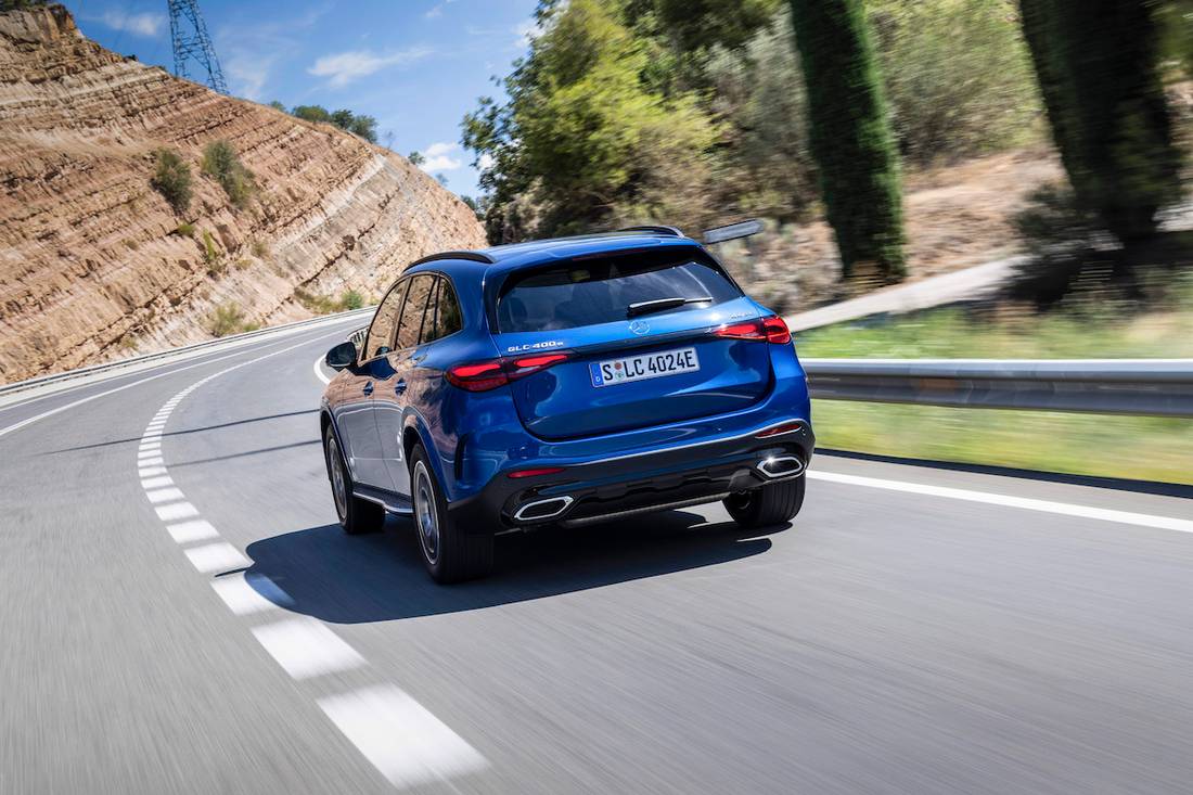 Mercedes GLC 400 e (2023) powerful, rear view Mercedes GLC 400 e (2023) powerful, rear view
