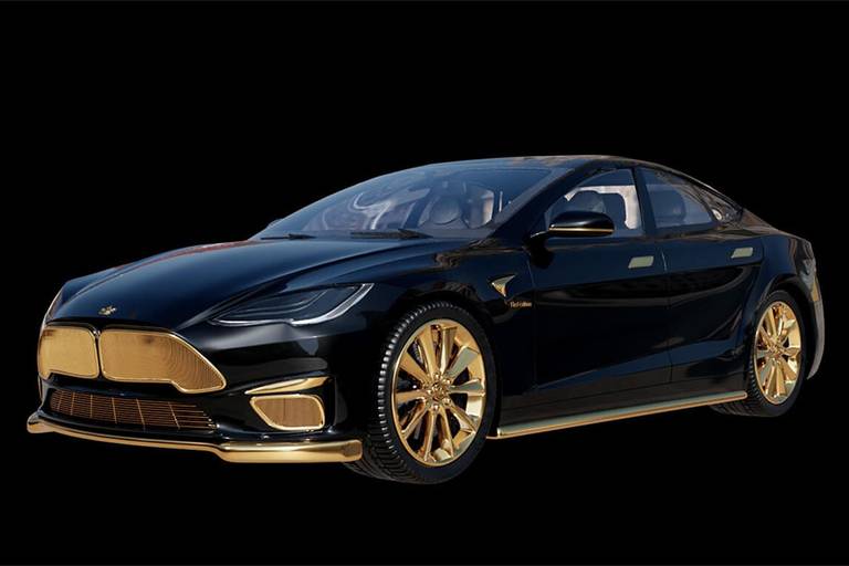 Tesla Model S Caviar Excellence 24k statisch voor